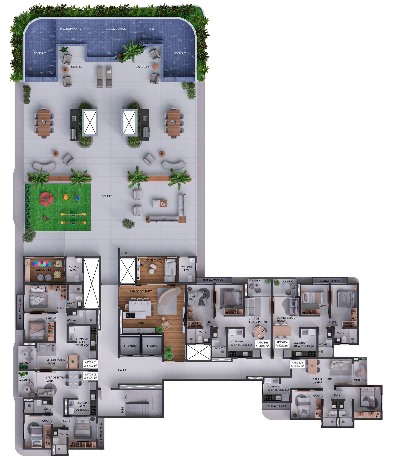 Planta Pavimento 8 e Lazer